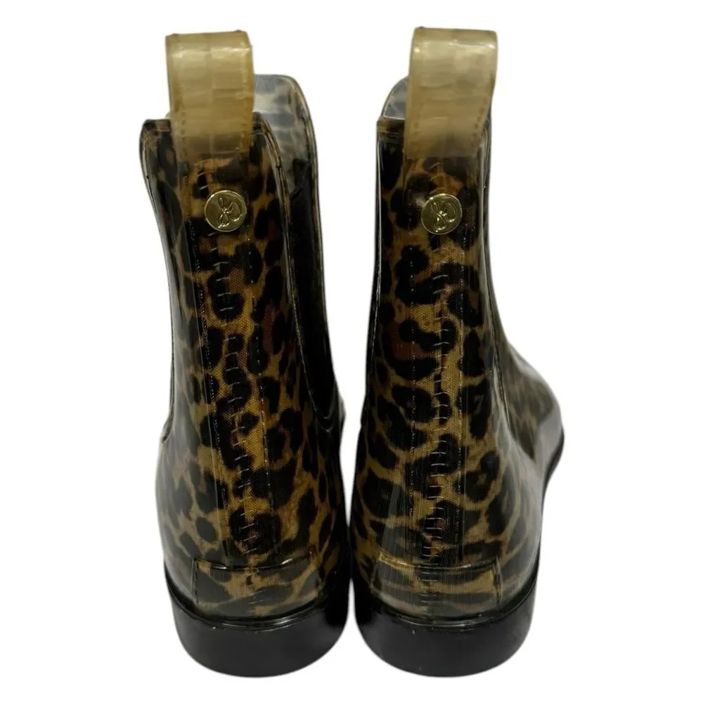 Sam Edelman Tinsley Rubber Cheetah Pull-on Rain Booties Boots 10